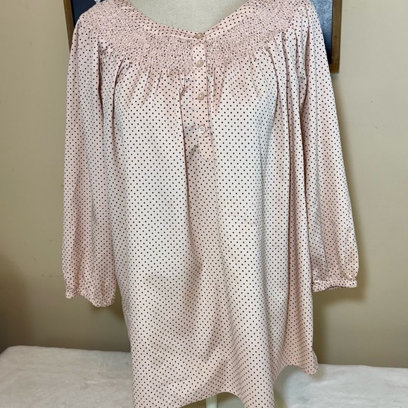 A Pea in the Pod Tops - A Pea in the Pod Pink Polka Dot Maternity Blouse